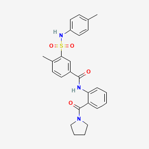 molecular formula C26H27N3O4S B5102076 4-methyl-3-{[(4-methylphenyl)amino]sulfonyl}-N-[2-(1-pyrrolidinylcarbonyl)phenyl]benzamide 