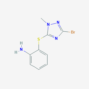 molecular formula C9H9BrN4S B510212 2-[(3-bromo-1-methyl-1H-1,2,4-triazol-5-yl)sulfanyl]aniline CAS No. 919970-80-2