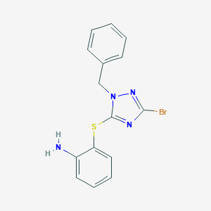 molecular formula C15H13BrN4S B510213 2-[(1-benzyl-3-bromo-1H-1,2,4-triazol-5-yl)sulfanyl]aniline CAS No. 919970-89-1