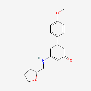 molecular formula C18H23NO3 B5102207 5-(4-methoxyphenyl)-3-[(tetrahydro-2-furanylmethyl)amino]-2-cyclohexen-1-one 