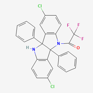 molecular formula C28H17Cl2F3N2O B5102221 3,8-dichloro-4b,9b-diphenyl-5-(trifluoroacetyl)-4b,5,9b,10-tetrahydroindolo[3,2-b]indole 