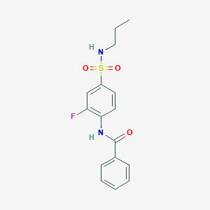 molecular formula C16H17FN2O3S B5102246 N-{2-fluoro-4-[(propylamino)sulfonyl]phenyl}benzamide 