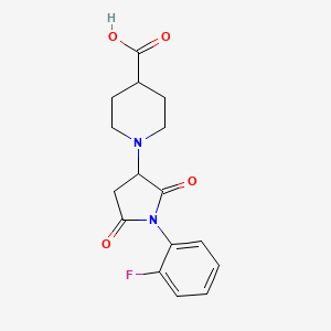 molecular formula C16H17FN2O4 B5102290 1-[1-(2-fluorophenyl)-2,5-dioxo-3-pyrrolidinyl]-4-piperidinecarboxylic acid 