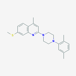 2-[4-(2,5-dimethylphenyl)-1-piperazinyl]-4-methyl-7-(methylthio)quinoline