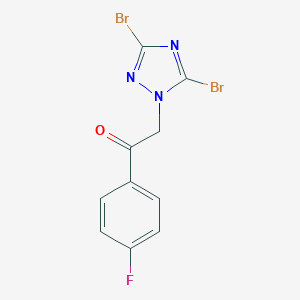 molecular formula C10H6Br2FN3O B510239 2-(3,5-dibromo-1H-1,2,4-triazol-1-yl)-1-(4-fluorophenyl)ethanone CAS No. 914350-24-6