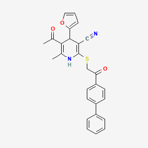 molecular formula C27H22N2O3S B5102399 5-acetyl-2-{[2-(4-biphenylyl)-2-oxoethyl]thio}-4-(2-furyl)-6-methyl-1,4-dihydro-3-pyridinecarbonitrile 