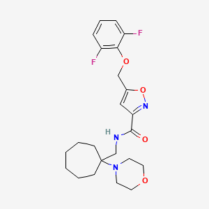 molecular formula C23H29F2N3O4 B5102424 5-[(2,6-difluorophenoxy)methyl]-N-{[1-(4-morpholinyl)cycloheptyl]methyl}-3-isoxazolecarboxamide 