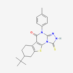 molecular formula C22H24N4OS2 B5102451 8-tert-butyl-1-mercapto-4-(4-methylphenyl)-6,7,8,9-tetrahydro[1]benzothieno[3,2-e][1,2,4]triazolo[4,3-a]pyrimidin-5(4H)-one 