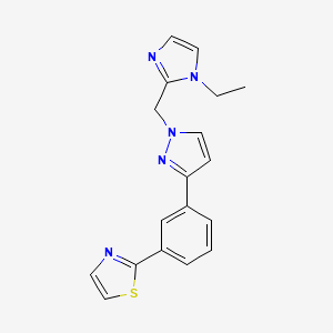 molecular formula C18H17N5S B5102473 2-(3-{1-[(1-ethyl-1H-imidazol-2-yl)methyl]-1H-pyrazol-3-yl}phenyl)-1,3-thiazole 