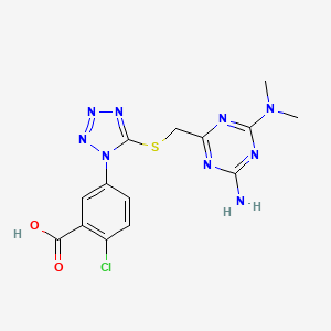 molecular formula C14H14ClN9O2S B5102487 5-[5-({[4-amino-6-(dimethylamino)-1,3,5-triazin-2-yl]methyl}thio)-1H-tetrazol-1-yl]-2-chlorobenzoic acid 