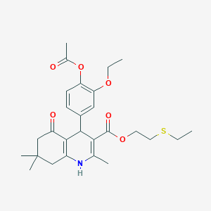 molecular formula C27H35NO6S B5102506 2-(ethylthio)ethyl 4-[4-(acetyloxy)-3-ethoxyphenyl]-2,7,7-trimethyl-5-oxo-1,4,5,6,7,8-hexahydro-3-quinolinecarboxylate 