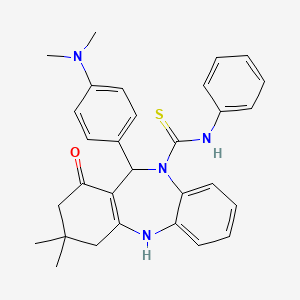 molecular formula C30H32N4OS B5102524 11-[4-(dimethylamino)phenyl]-3,3-dimethyl-1-oxo-N-phenyl-1,2,3,4,5,11-hexahydro-10H-dibenzo[b,e][1,4]diazepine-10-carbothioamide 