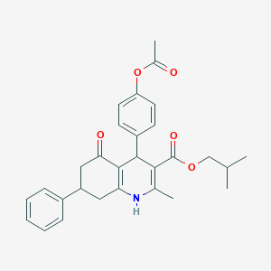 molecular formula C29H31NO5 B5102613 isobutyl 4-[4-(acetyloxy)phenyl]-2-methyl-5-oxo-7-phenyl-1,4,5,6,7,8-hexahydro-3-quinolinecarboxylate 