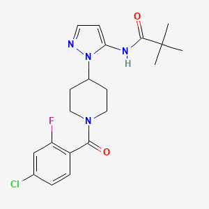 molecular formula C20H24ClFN4O2 B5102646 N-{1-[1-(4-chloro-2-fluorobenzoyl)-4-piperidinyl]-1H-pyrazol-5-yl}-2,2-dimethylpropanamide 