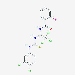 molecular formula C16H11Cl5FN3OS B5102686 2-fluoro-N-[2,2,2-trichloro-1-({[(3,4-dichlorophenyl)amino]carbonothioyl}amino)ethyl]benzamide 