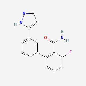 molecular formula C16H12FN3O B5102748 3-fluoro-3'-(1H-pyrazol-3-yl)-2-biphenylcarboxamide 