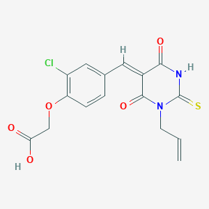 {4-[(1-allyl-4,6-dioxo-2-thioxotetrahydro-5(2H)-pyrimidinylidene)methyl]-2-chlorophenoxy}acetic acid