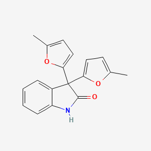 molecular formula C18H15NO3 B5102826 3,3-bis(5-methyl-2-furyl)-1,3-dihydro-2H-indol-2-one 