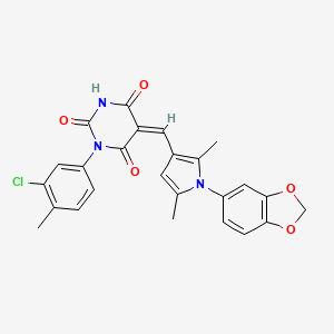 molecular formula C25H20ClN3O5 B5102837 5-{[1-(1,3-benzodioxol-5-yl)-2,5-dimethyl-1H-pyrrol-3-yl]methylene}-1-(3-chloro-4-methylphenyl)-2,4,6(1H,3H,5H)-pyrimidinetrione 