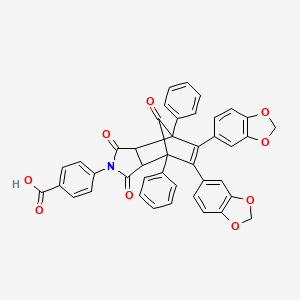 molecular formula C42H27NO9 B5102869 4-[8,9-bis(1,3-benzodioxol-5-yl)-3,5,10-trioxo-1,7-diphenyl-4-azatricyclo[5.2.1.0~2,6~]dec-8-en-4-yl]benzoic acid 
