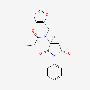 molecular formula C18H18N2O4 B5102880 N-(2,5-dioxo-1-phenyl-3-pyrrolidinyl)-N-(2-furylmethyl)propanamide 