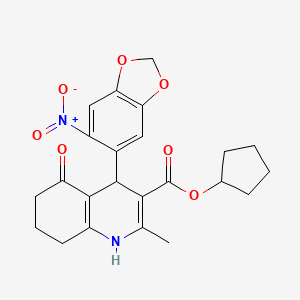 cyclopentyl 2-methyl-4-(6-nitro-1,3-benzodioxol-5-yl)-5-oxo-1,4,5,6,7,8-hexahydro-3-quinolinecarboxylate