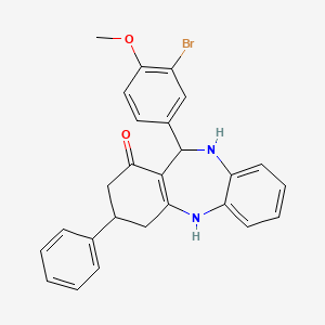 molecular formula C26H23BrN2O2 B5103010 11-(3-bromo-4-methoxyphenyl)-3-phenyl-2,3,4,5,10,11-hexahydro-1H-dibenzo[b,e][1,4]diazepin-1-one 