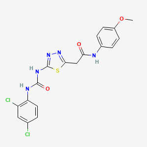 molecular formula C18H15Cl2N5O3S B5103189 2-[5-({[(2,4-dichlorophenyl)amino]carbonyl}amino)-1,3,4-thiadiazol-2-yl]-N-(4-methoxyphenyl)acetamide 
