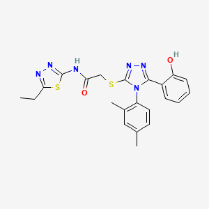 molecular formula C22H22N6O2S2 B5103207 2-{[4-(2,4-dimethylphenyl)-5-(2-hydroxyphenyl)-4H-1,2,4-triazol-3-yl]thio}-N-(5-ethyl-1,3,4-thiadiazol-2-yl)acetamide 