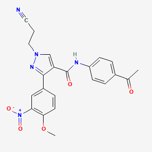 molecular formula C22H19N5O5 B5103270 N-(4-acetylphenyl)-1-(2-cyanoethyl)-3-(4-methoxy-3-nitrophenyl)-1H-pyrazole-4-carboxamide 