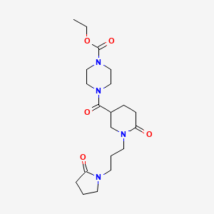 molecular formula C20H32N4O5 B5103355 ethyl 4-({6-oxo-1-[3-(2-oxo-1-pyrrolidinyl)propyl]-3-piperidinyl}carbonyl)-1-piperazinecarboxylate 