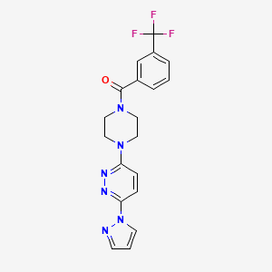 molecular formula C19H17F3N6O B5103440 3-(1H-pyrazol-1-yl)-6-{4-[3-(trifluoromethyl)benzoyl]-1-piperazinyl}pyridazine 