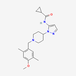 molecular formula C22H30N4O2 B5103482 N-{1-[1-(4-methoxy-2,5-dimethylbenzyl)-4-piperidinyl]-1H-pyrazol-5-yl}cyclopropanecarboxamide 