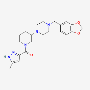 molecular formula C22H29N5O3 B5103562 1-(1,3-benzodioxol-5-ylmethyl)-4-{1-[(5-methyl-1H-pyrazol-3-yl)carbonyl]-3-piperidinyl}piperazine 