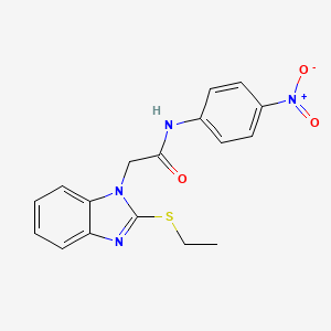 molecular formula C17H16N4O3S B5103675 2-[2-(ethylthio)-1H-benzimidazol-1-yl]-N-(4-nitrophenyl)acetamide 