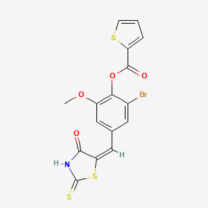 molecular formula C16H10BrNO4S3 B5103718 2-bromo-6-methoxy-4-[(4-oxo-2-thioxo-1,3-thiazolidin-5-ylidene)methyl]phenyl 2-thiophenecarboxylate 