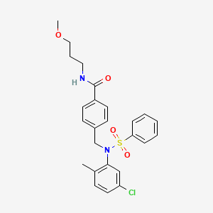 molecular formula C25H27ClN2O4S B5103730 4-{[(5-chloro-2-methylphenyl)(phenylsulfonyl)amino]methyl}-N-(3-methoxypropyl)benzamide 