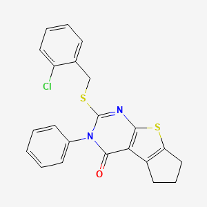 2-[(2-chlorobenzyl)thio]-3-phenyl-3,5,6,7-tetrahydro-4H-cyclopenta[4,5]thieno[2,3-d]pyrimidin-4-one