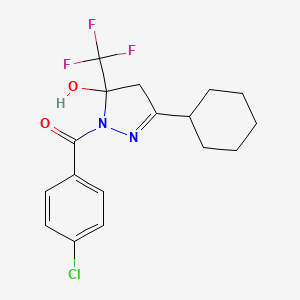 molecular formula C17H18ClF3N2O2 B5103839 1-(4-chlorobenzoyl)-3-cyclohexyl-5-(trifluoromethyl)-4,5-dihydro-1H-pyrazol-5-ol 