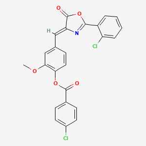 molecular formula C24H15Cl2NO5 B5103962 4-{[2-(2-chlorophenyl)-5-oxo-1,3-oxazol-4(5H)-ylidene]methyl}-2-methoxyphenyl 4-chlorobenzoate 