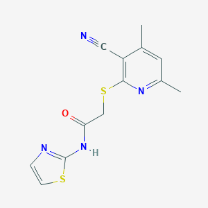 B510401 2-(3-Cyano-4,6-dimethyl-pyridin-2-ylsulfanyl)-N-thiazol-2-yl-acetamide CAS No. 128991-34-4