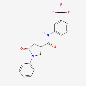 molecular formula C18H15F3N2O2 B5104029 5-oxo-1-phenyl-N-[3-(trifluoromethyl)phenyl]-3-pyrrolidinecarboxamide CAS No. 6057-15-4