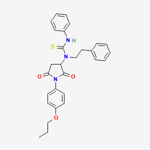 molecular formula C28H29N3O3S B5104086 N-[2,5-dioxo-1-(4-propoxyphenyl)-3-pyrrolidinyl]-N'-phenyl-N-(2-phenylethyl)thiourea 