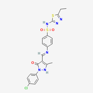 molecular formula C21H19ClN6O3S2 B5104122 4-({[1-(4-chlorophenyl)-3-methyl-5-oxo-1,5-dihydro-4H-pyrazol-4-ylidene]methyl}amino)-N-(5-ethyl-1,3,4-thiadiazol-2-yl)benzenesulfonamide 