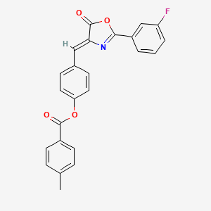 molecular formula C24H16FNO4 B5104251 4-{[2-(3-fluorophenyl)-5-oxo-1,3-oxazol-4(5H)-ylidene]methyl}phenyl 4-methylbenzoate 