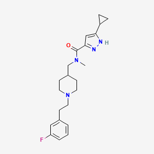 molecular formula C22H29FN4O B5104260 3-cyclopropyl-N-({1-[2-(3-fluorophenyl)ethyl]-4-piperidinyl}methyl)-N-methyl-1H-pyrazole-5-carboxamide 