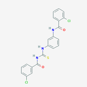 molecular formula C21H15Cl2N3O2S B5104305 2-chloro-N-[3-({[(3-chlorobenzoyl)amino]carbonothioyl}amino)phenyl]benzamide 