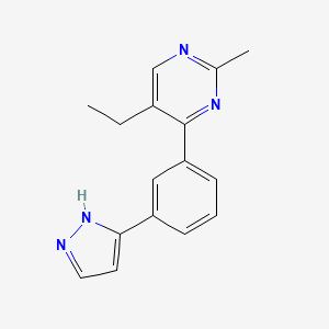 molecular formula C16H16N4 B5104320 5-ethyl-2-methyl-4-[3-(1H-pyrazol-3-yl)phenyl]pyrimidine 
