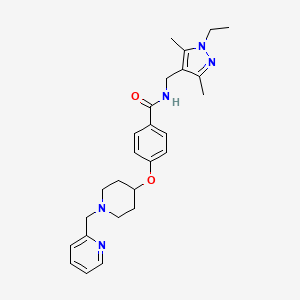 molecular formula C26H33N5O2 B5104356 N-[(1-ethyl-3,5-dimethyl-1H-pyrazol-4-yl)methyl]-4-{[1-(2-pyridinylmethyl)-4-piperidinyl]oxy}benzamide 