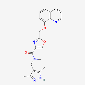 N-[(3,5-dimethyl-1H-pyrazol-4-yl)methyl]-N-methyl-2-[(8-quinolinyloxy)methyl]-1,3-oxazole-4-carboxamide